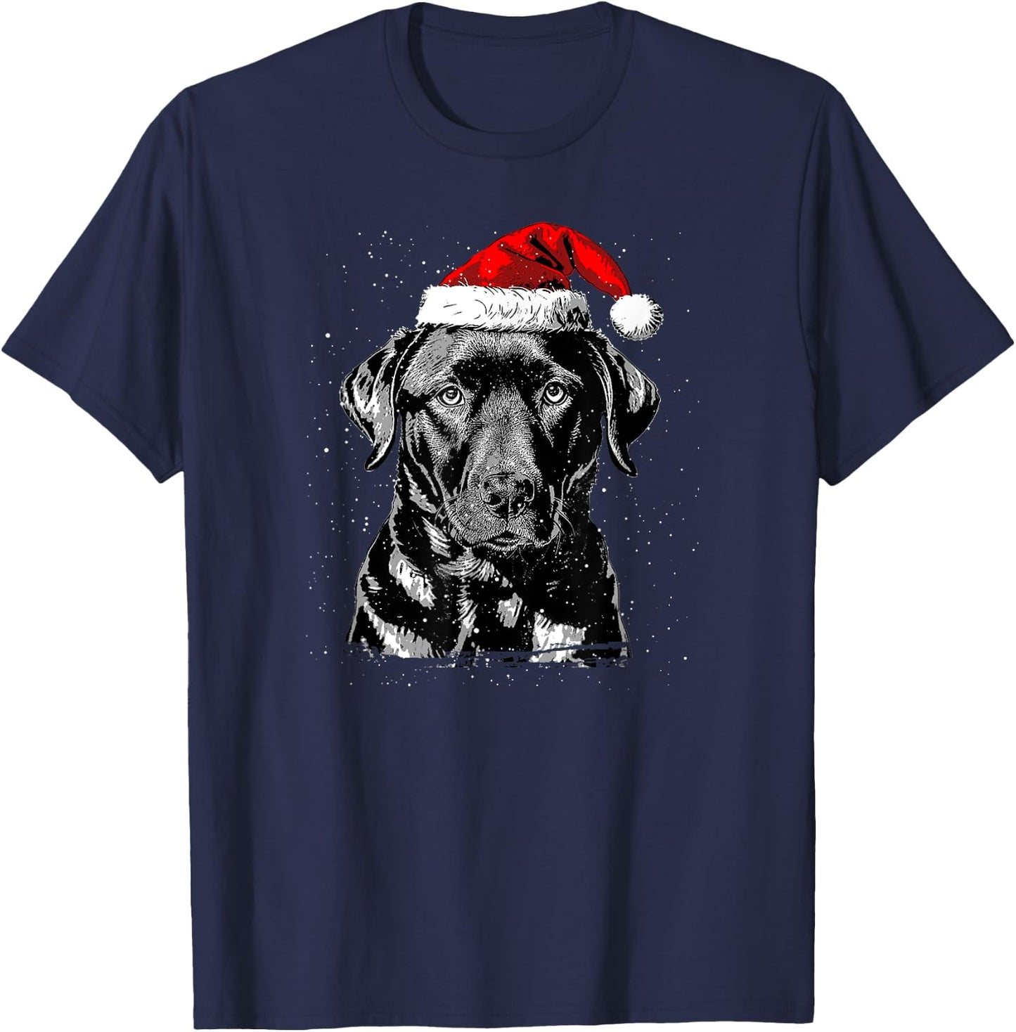Labrador Retriever Santa Claus Hat Merry Christmas Dog X-Mas Men Women Kids T-Shirt - T-Shirt | Navy