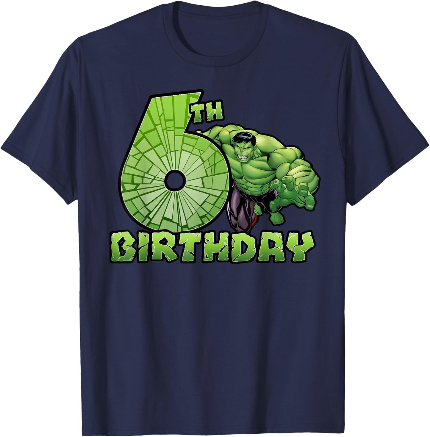 Marvel Avengers Hulk Smash 6th Birthday T-Shirt - T-Shirt | Navy