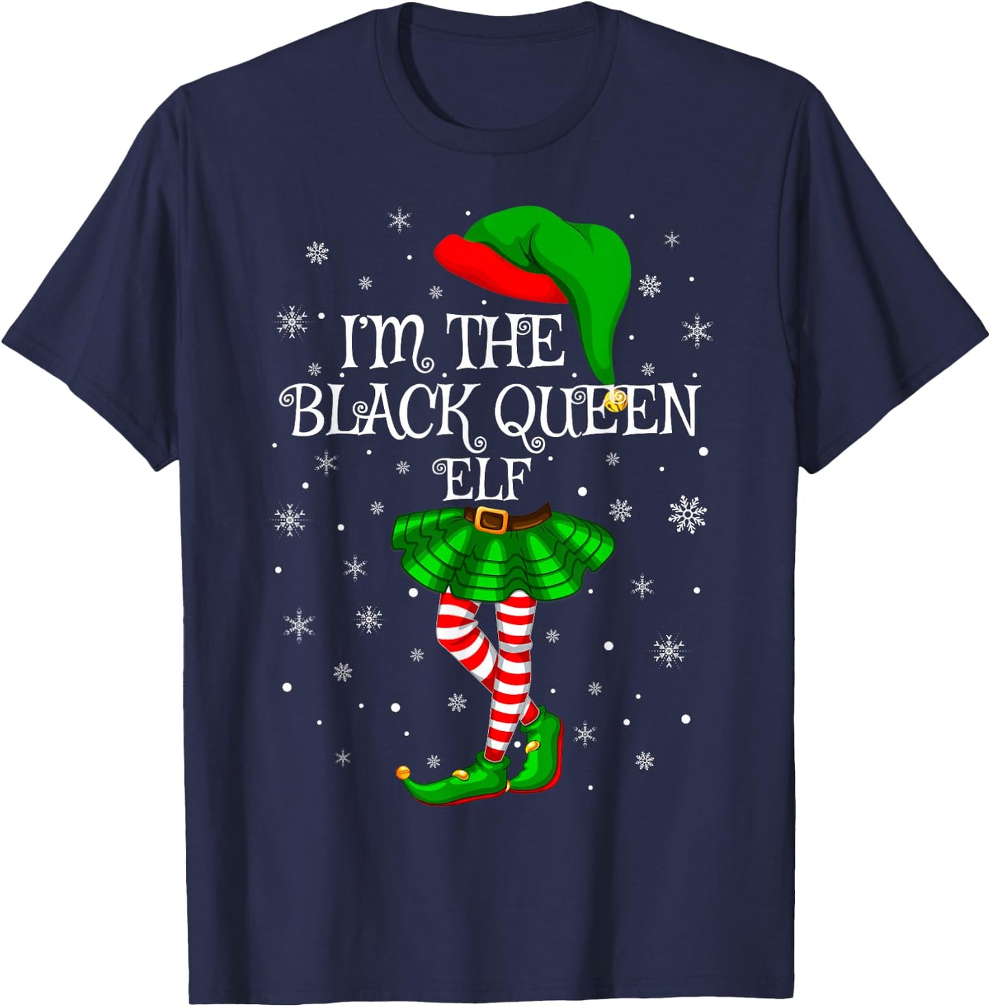 Black Queen Elf Christmas Matching Family Women Girls Elf T-Shirt - T-Shirt | Navy