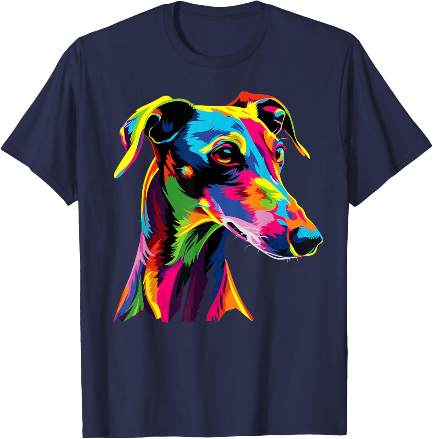 Greyhound Dog Colorful Pop Art Rainbow Sighthound Greyhounds T-Shirt - T-Shirt | Navy