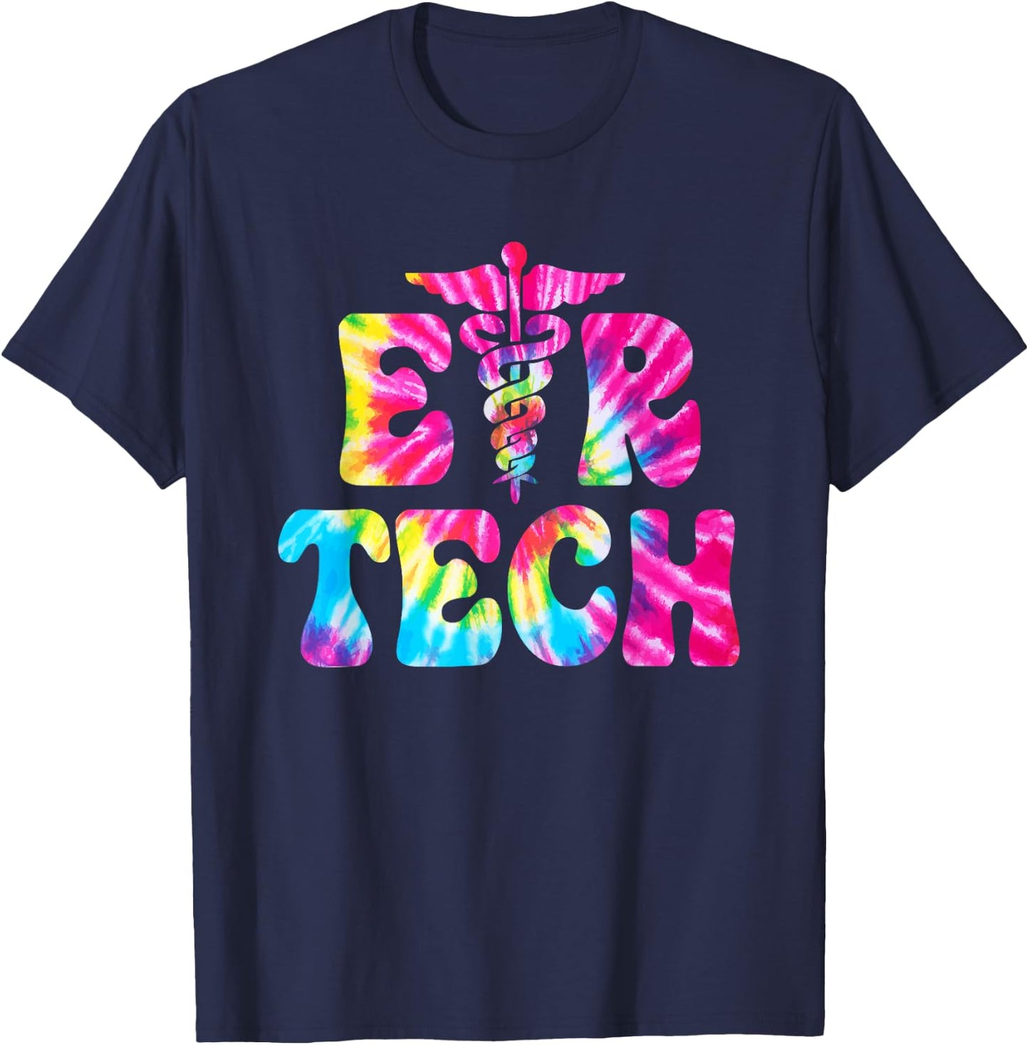 Emergency Room Technician Tie Dye ER Tech Nurse Technologist T-Shirt - T-Shirt | Navy