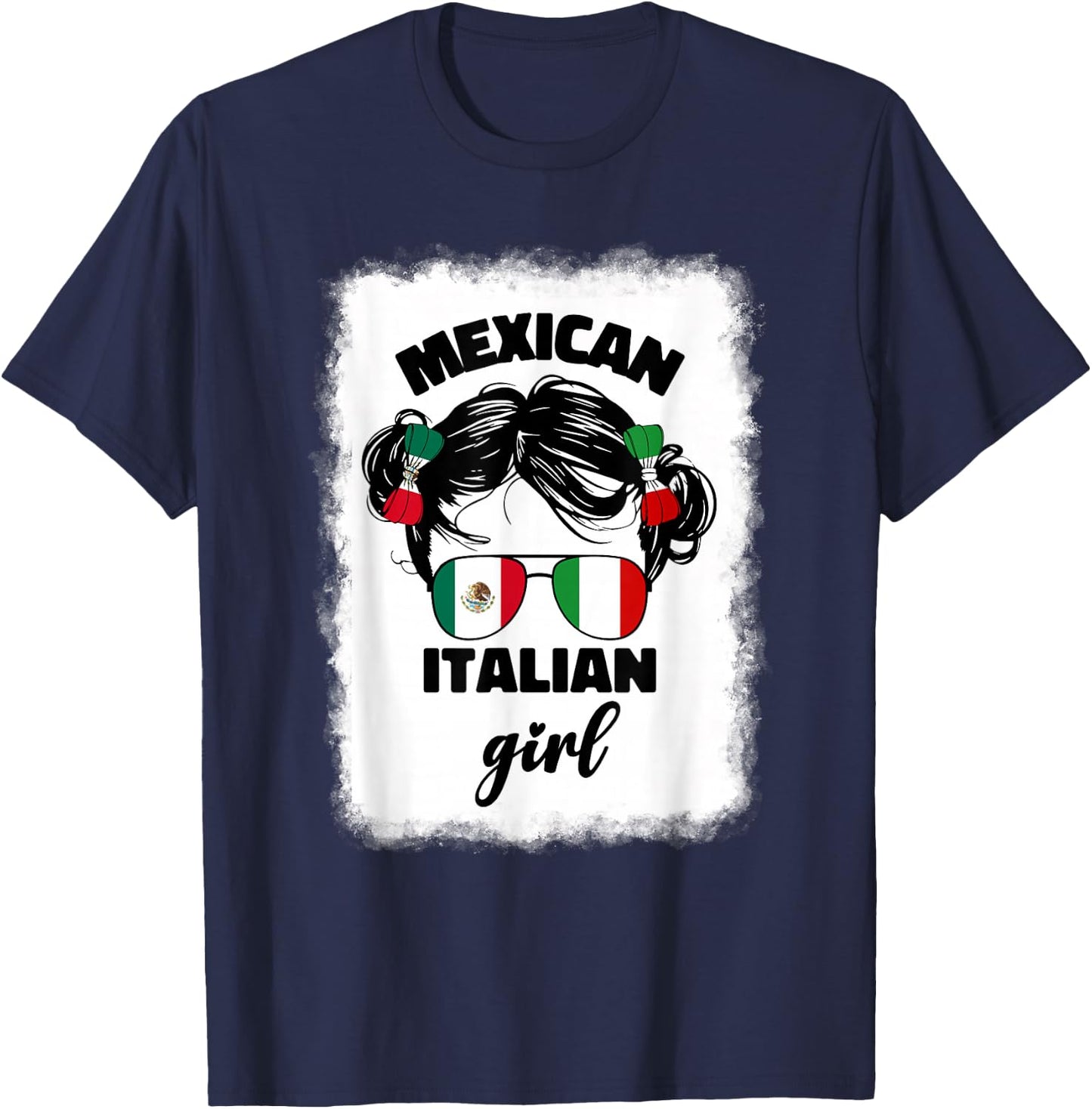 Girls Half Mexican And Italian Mexico Italy Flag Kids Girl T-Shirt - T-Shirt | Navy