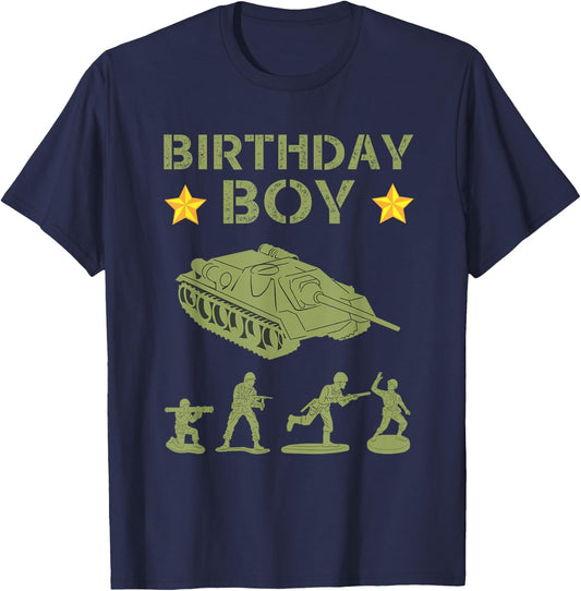 Funny Army Party Decorations Camo Birthday Boy Gift Men Kids T-Shirt - T-Shirt | Navy