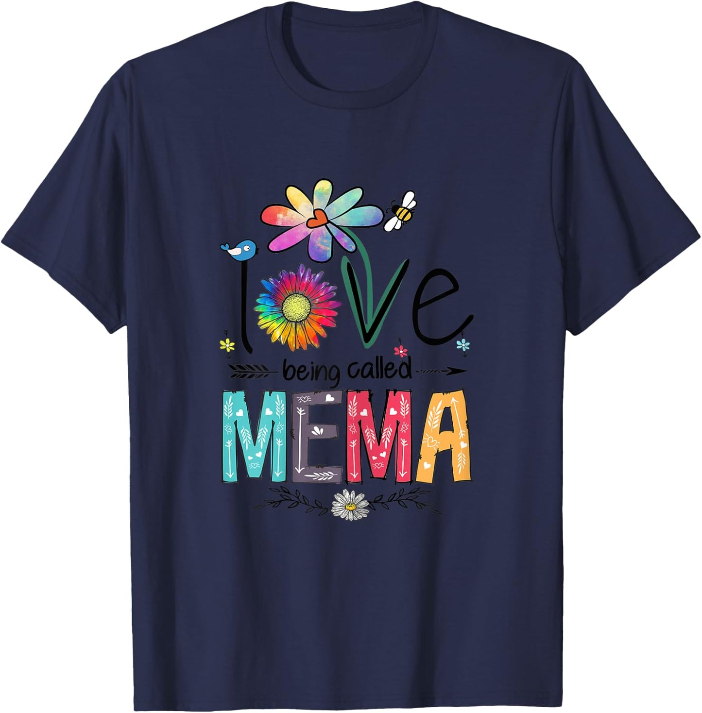 I Love Being Called Mema Daisy Flower Cute Mother's Day T-Shirt - T-Shirt | Navy