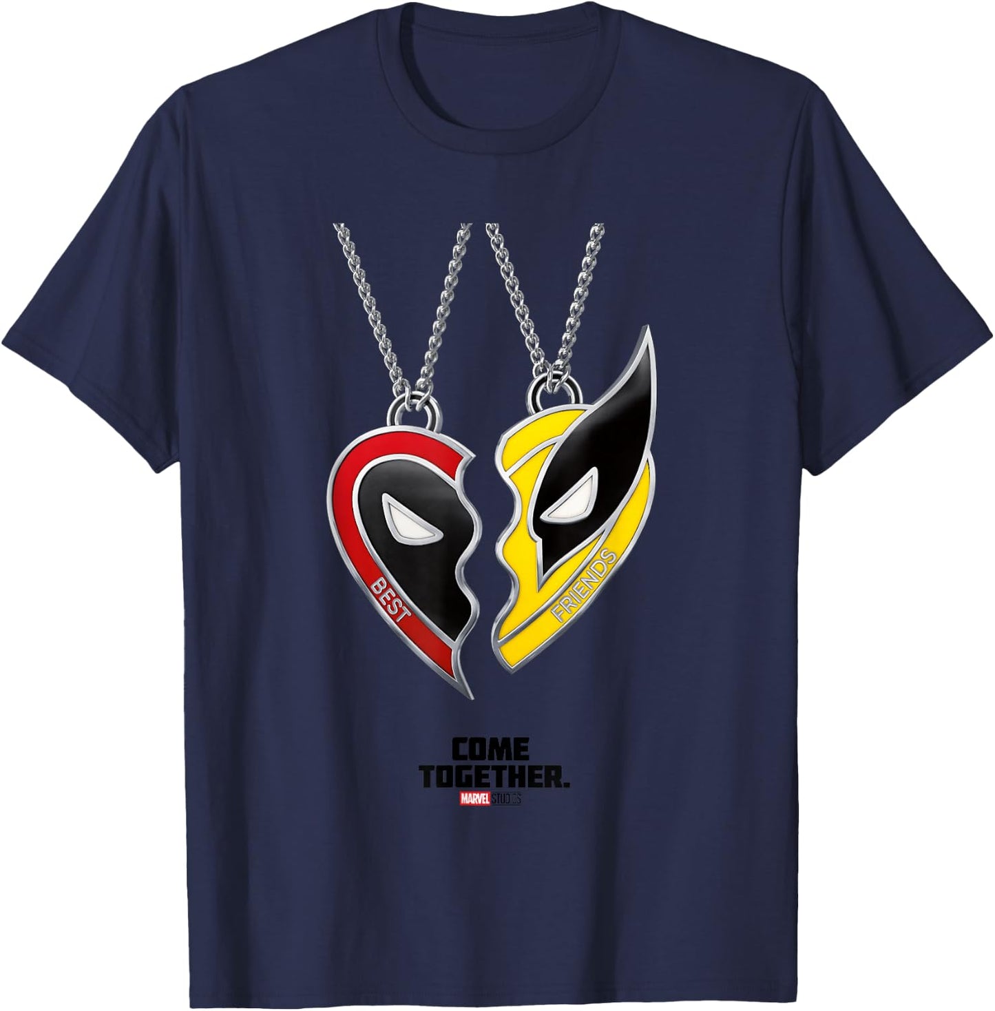 Marvel Deadpool & Wolverine Come Together Friendship Poster T-Shirt - T-Shirt | Navy