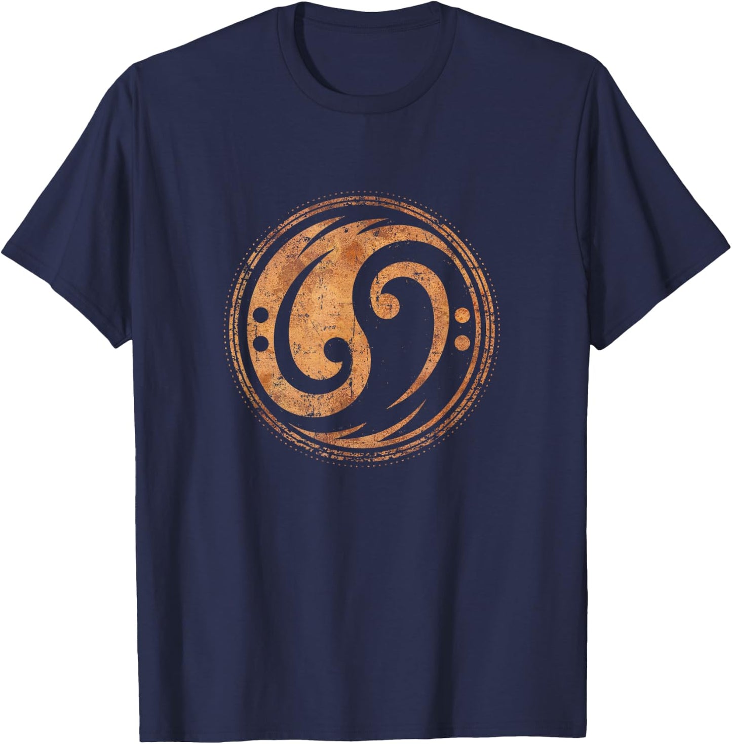 Bass Guitar Bass Clef Vintage Yin Yang for Bassist T-Shirt - T-Shirt | Navy