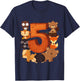 5 Year Old Woodland Animal Birthday Party Forest 5th Gift T-Shirt - T-Shirt | Navy