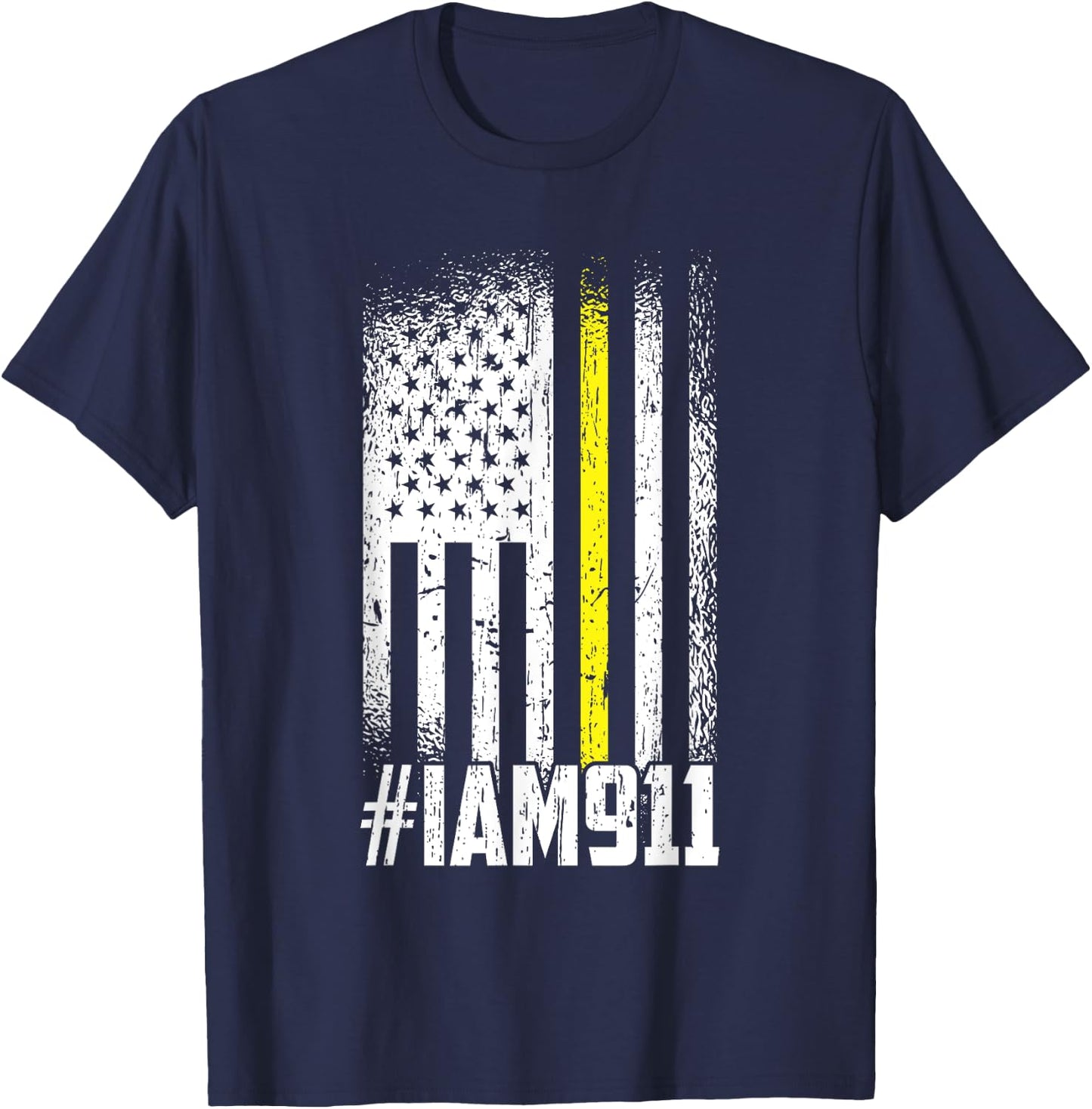 911 American Flag Dispatch-er USA Thin Gold Line Operator T-Shirt - T-Shirt | Navy
