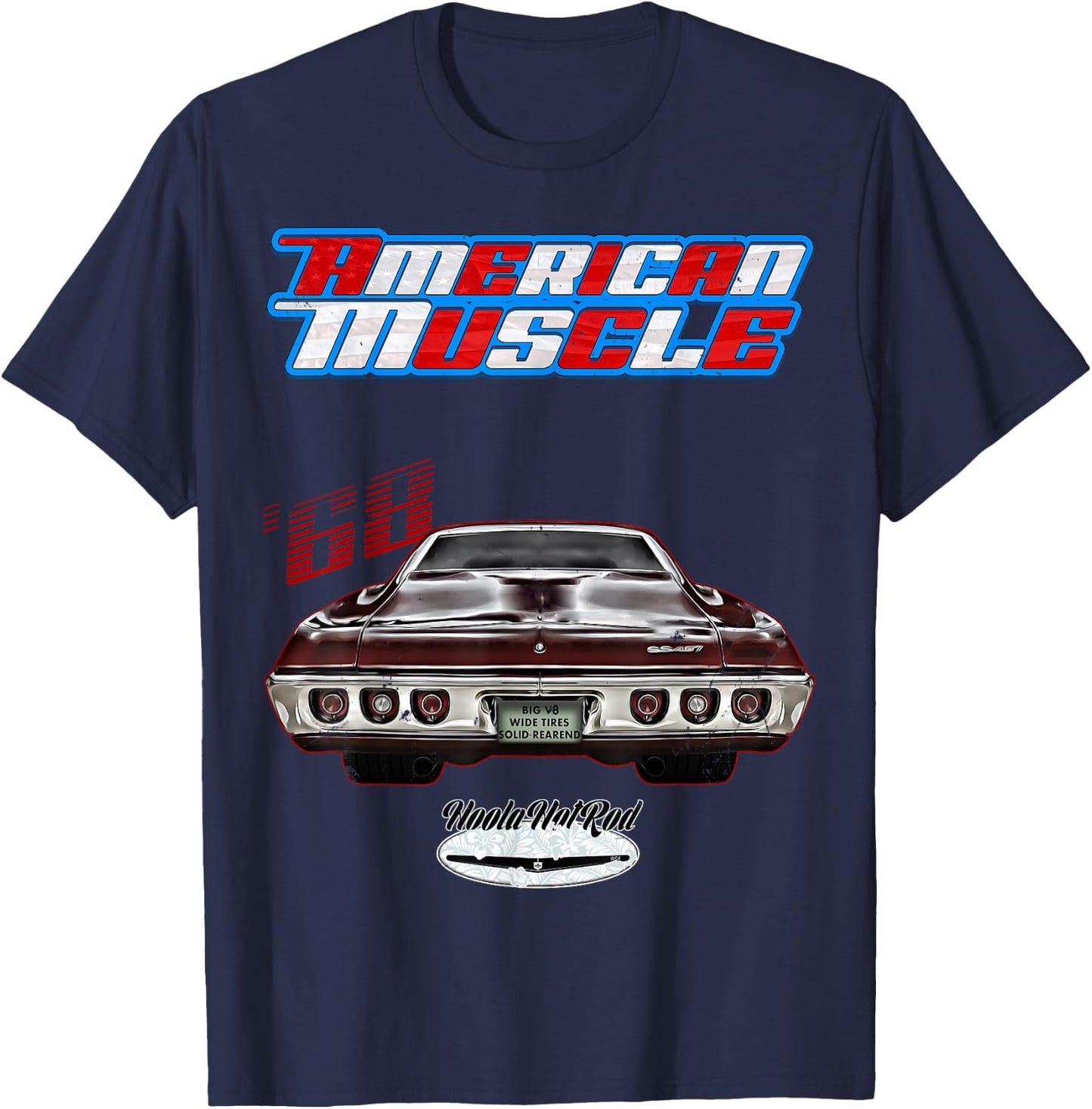 1968 Impala,Fastback,Muscle Car,Hot Rod,rusty,distressed,68 T-Shirt - T-Shirt | Navy