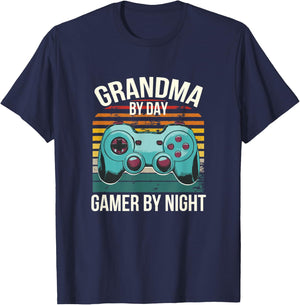 Grandma By Day Gamer By Night Grandma Gaming Gaming T-Shirt - T-Shirt | Navy