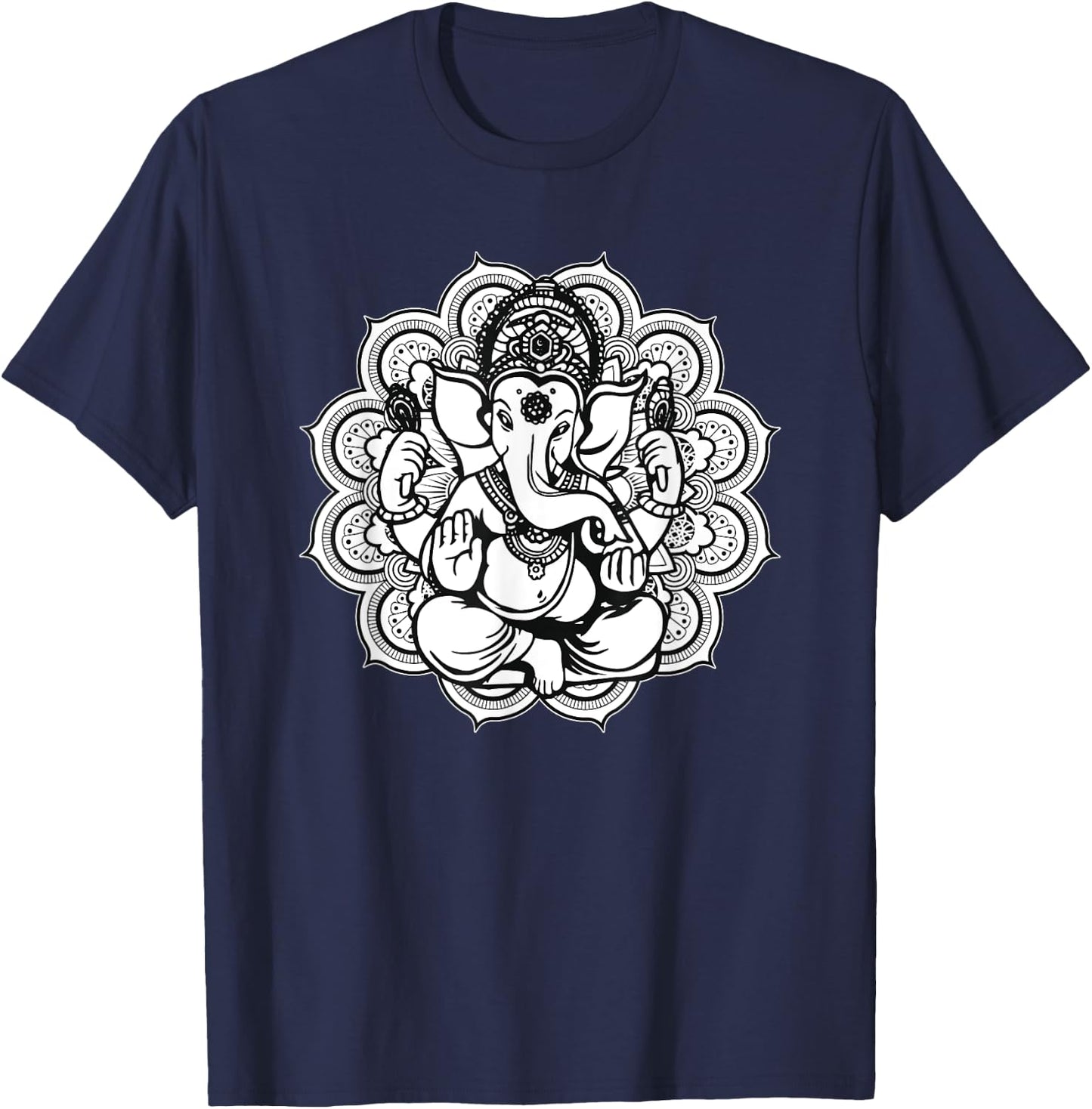 Ganesh Ganesha Elephant Mandala India Art Indian God Hindu T-Shirt - T-Shirt | Navy