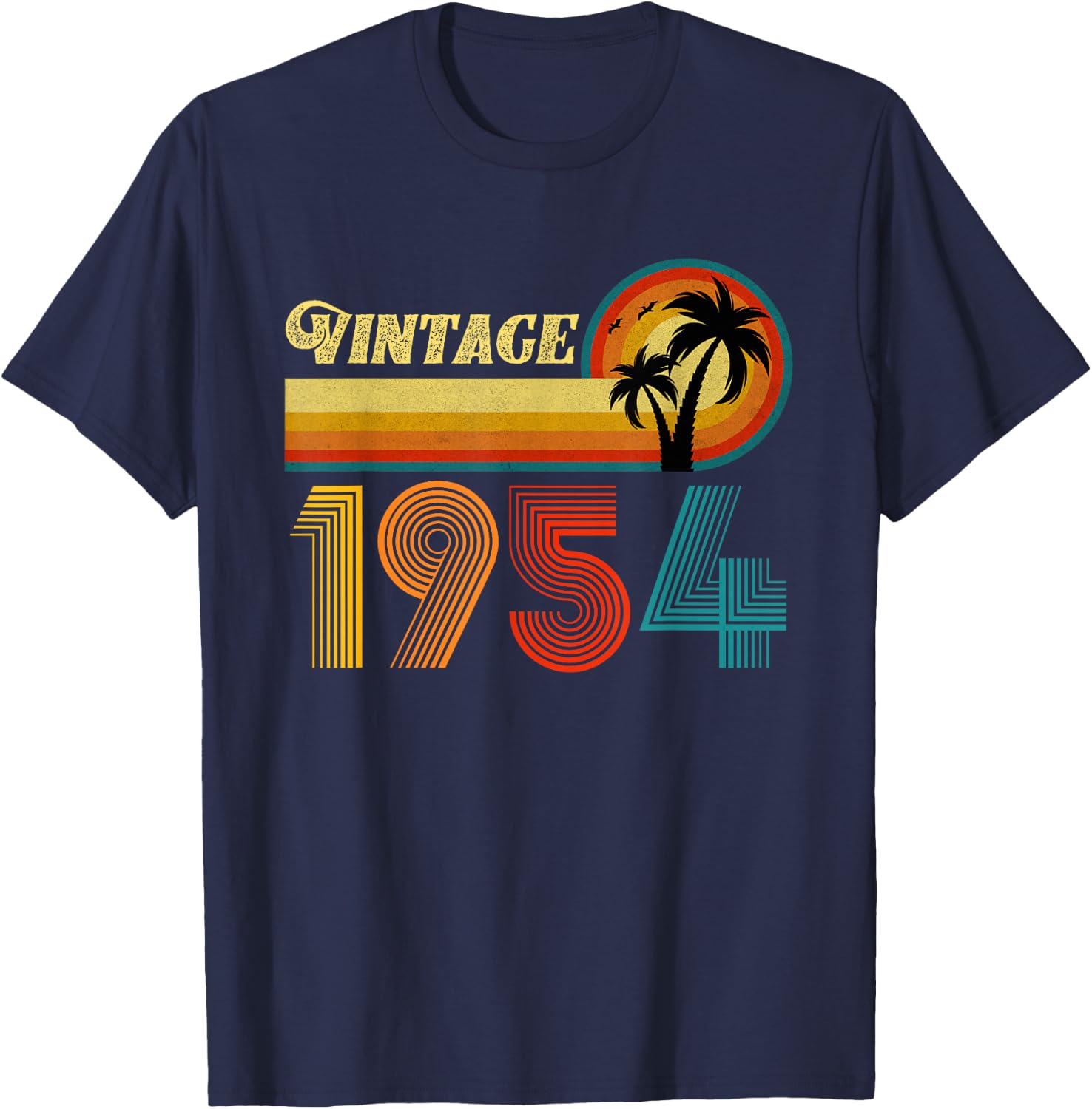 Vintage 1954 Birthday Gift Women 71 Years Retro Palm T-Shirt - T-Shirt | Navy