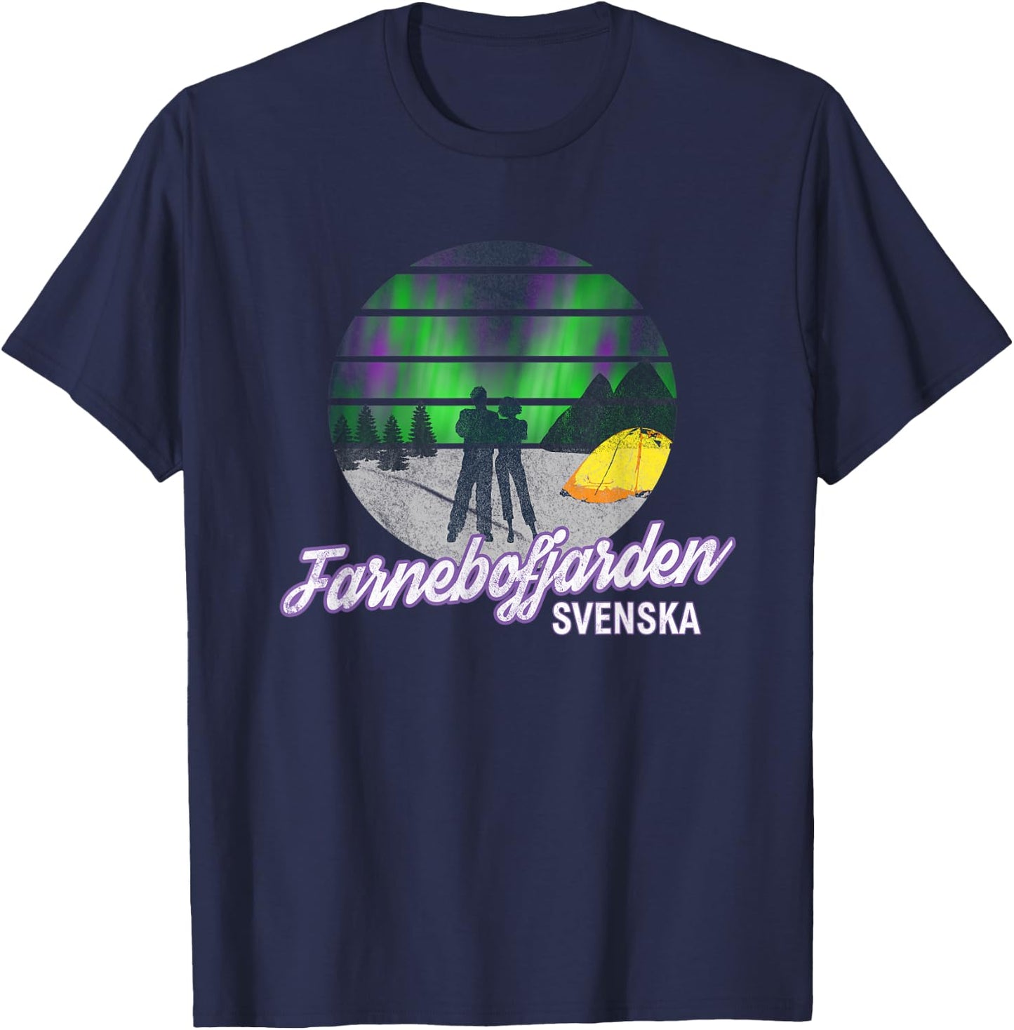 Farnebofjarden Park Sweden Svenska Northern Lights T-Shirt - T-Shirt | Navy