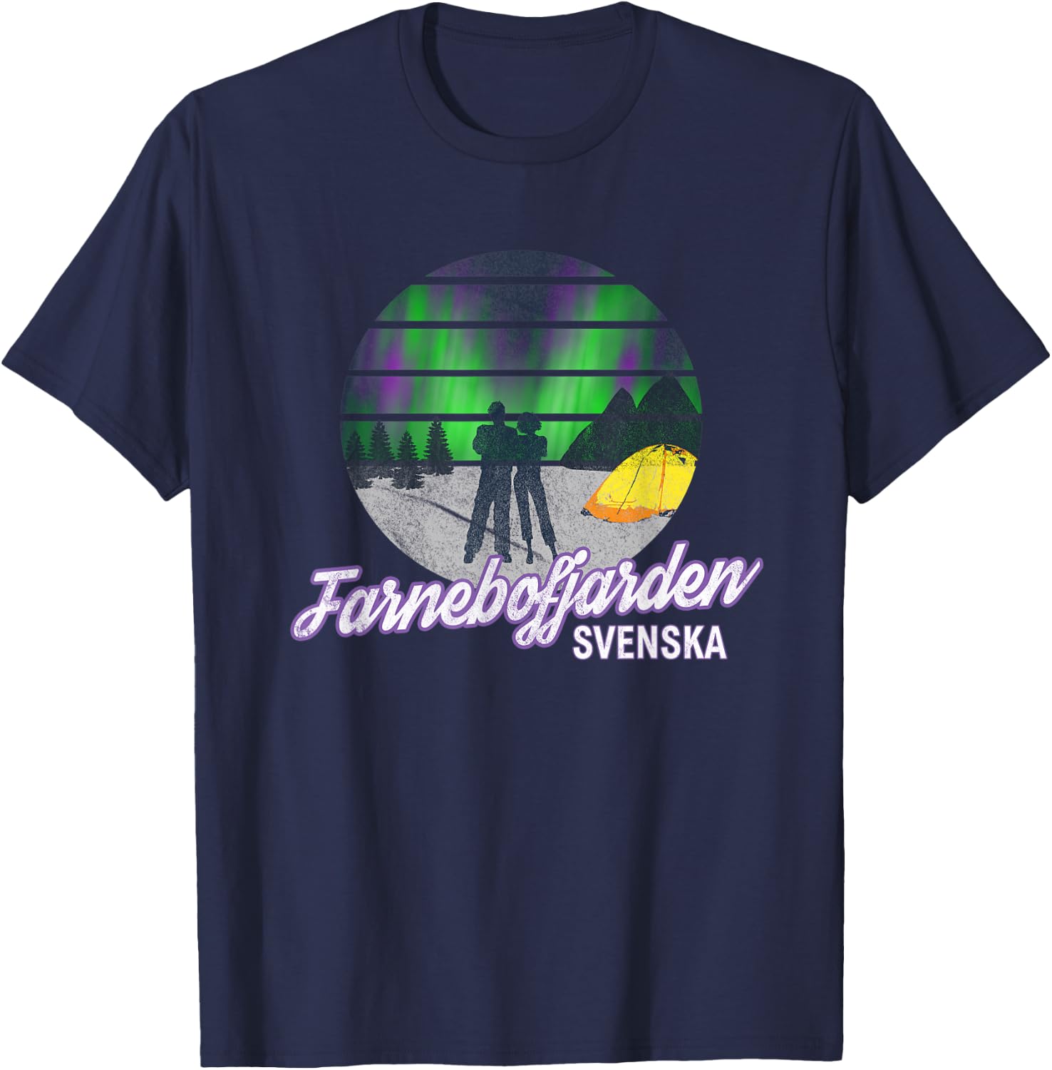 Farnebofjarden Park Sweden Svenska Northern Lights T-Shirt - T-Shirt | Navy