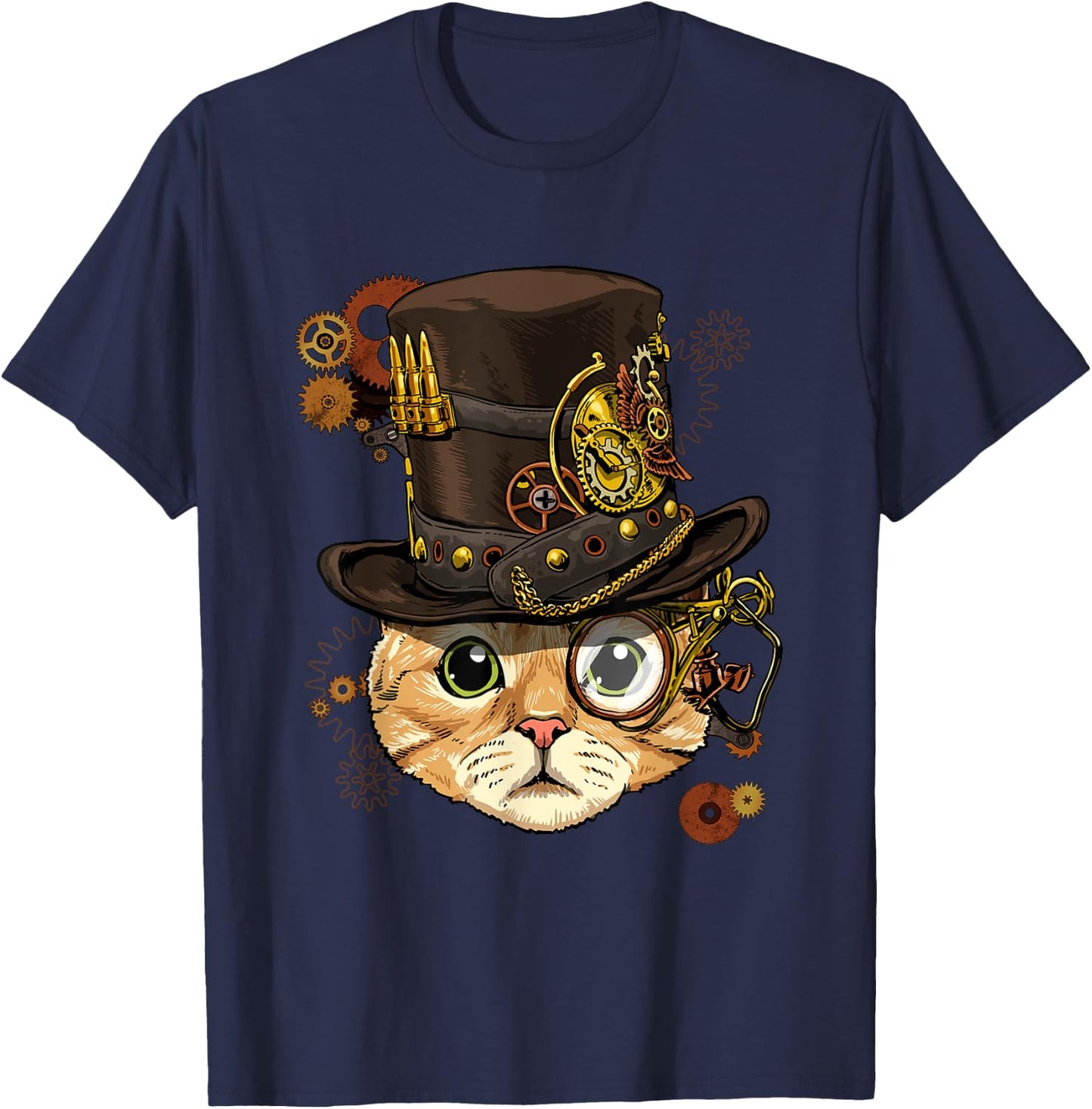 Cat Shirt Steampunk Cat Shirt Medieval Kitten Pet Cat Lover T-Shirt - T-Shirt | Navy