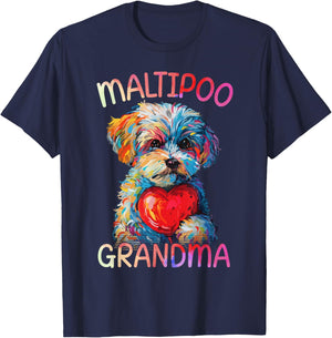 Maltipoo Dog Lovers Heart Pop Art Maltipoo Grandma T-Shirt - T-Shirt | Navy