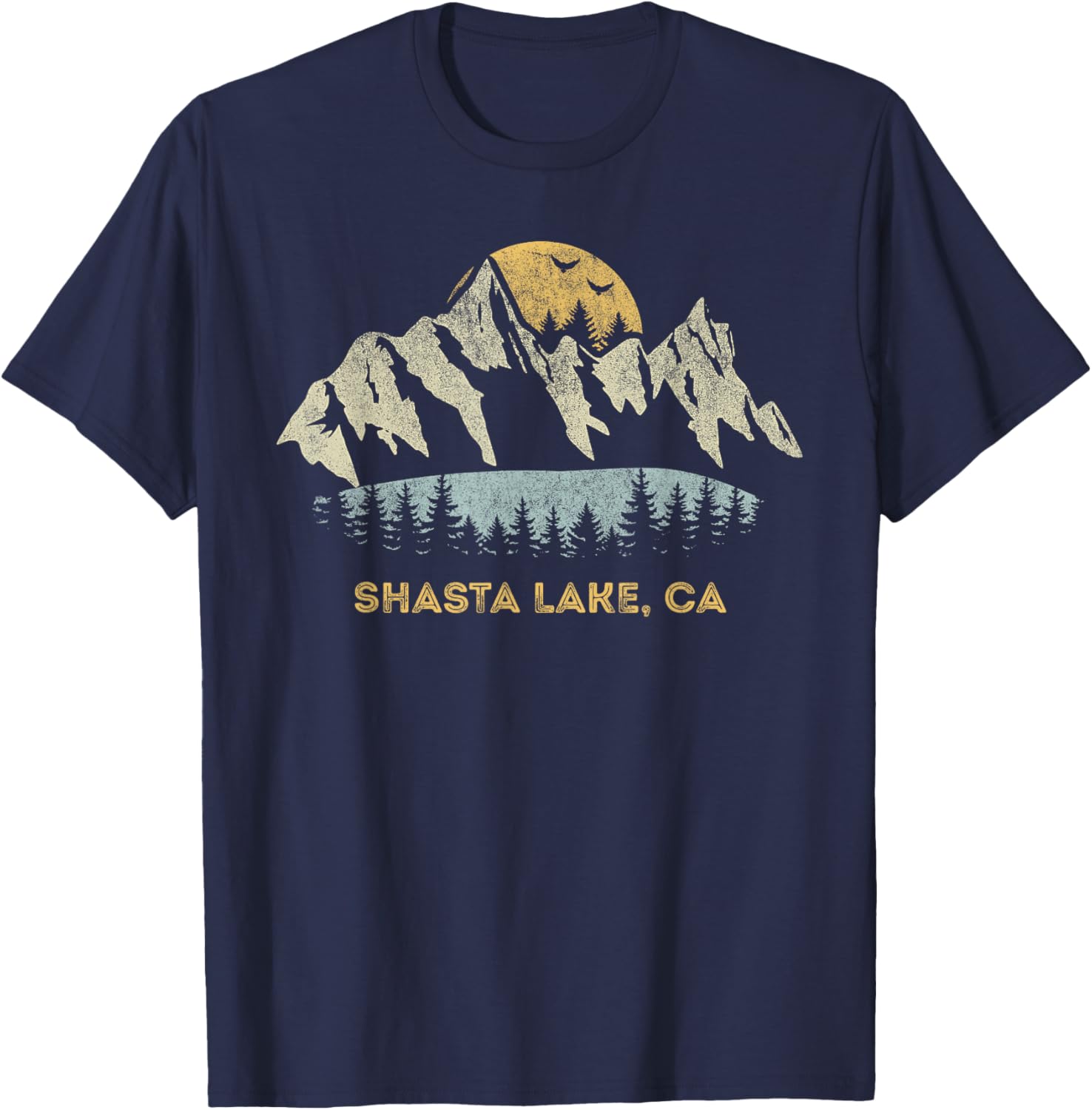 Shasta Lake California Mountain Sunset Sunrise CA T-Shirt - T-Shirt | Navy