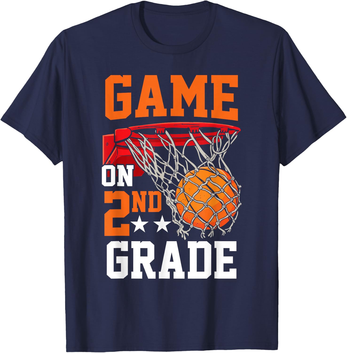 Second Grade Game on Basketball Back To School 2nd Grade T-Shirt - T-Shirt | Navy