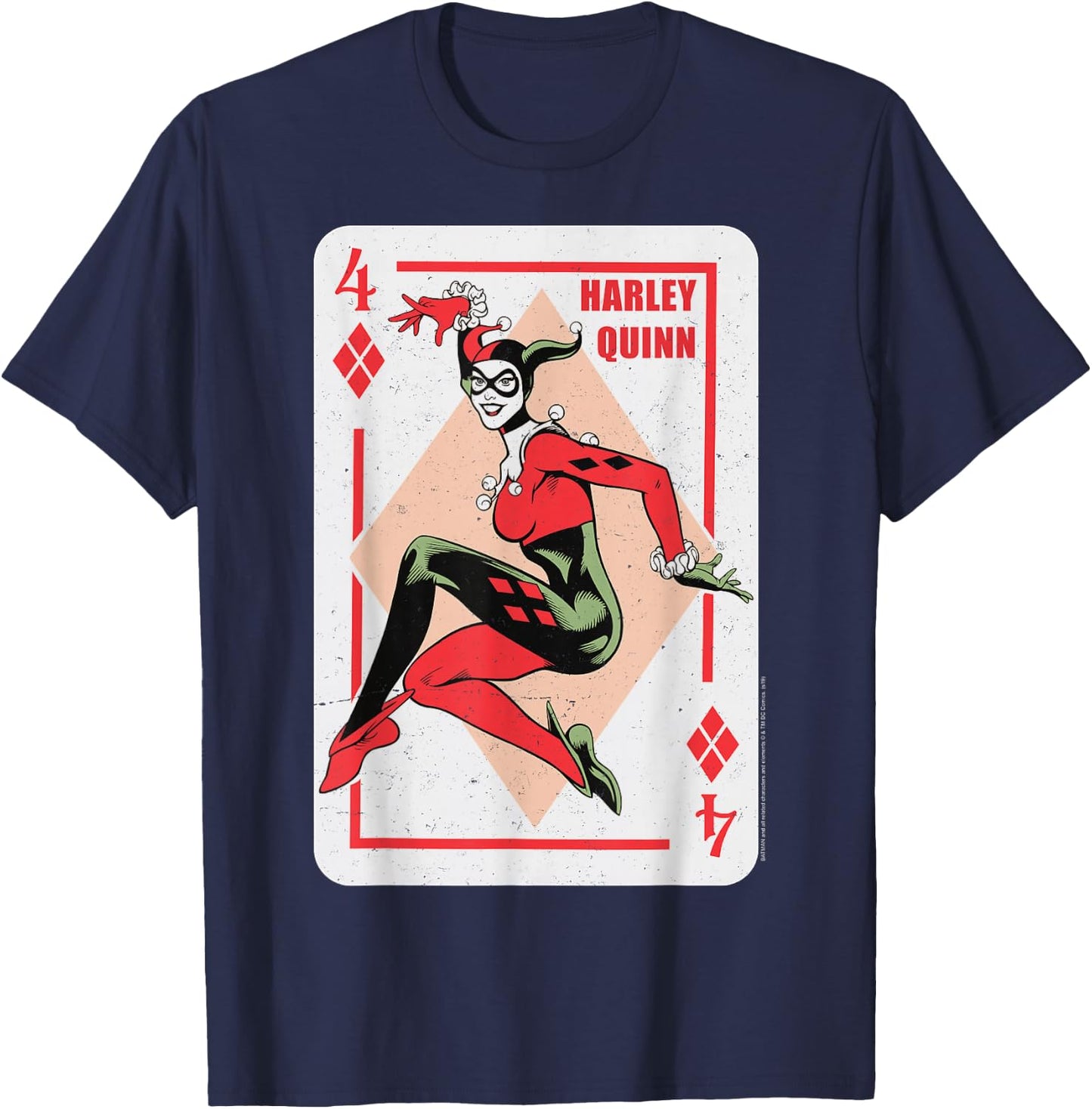 DC Comics Batman Harley Quinn Playing Card Small T-Shirt - T-Shirt | Navy