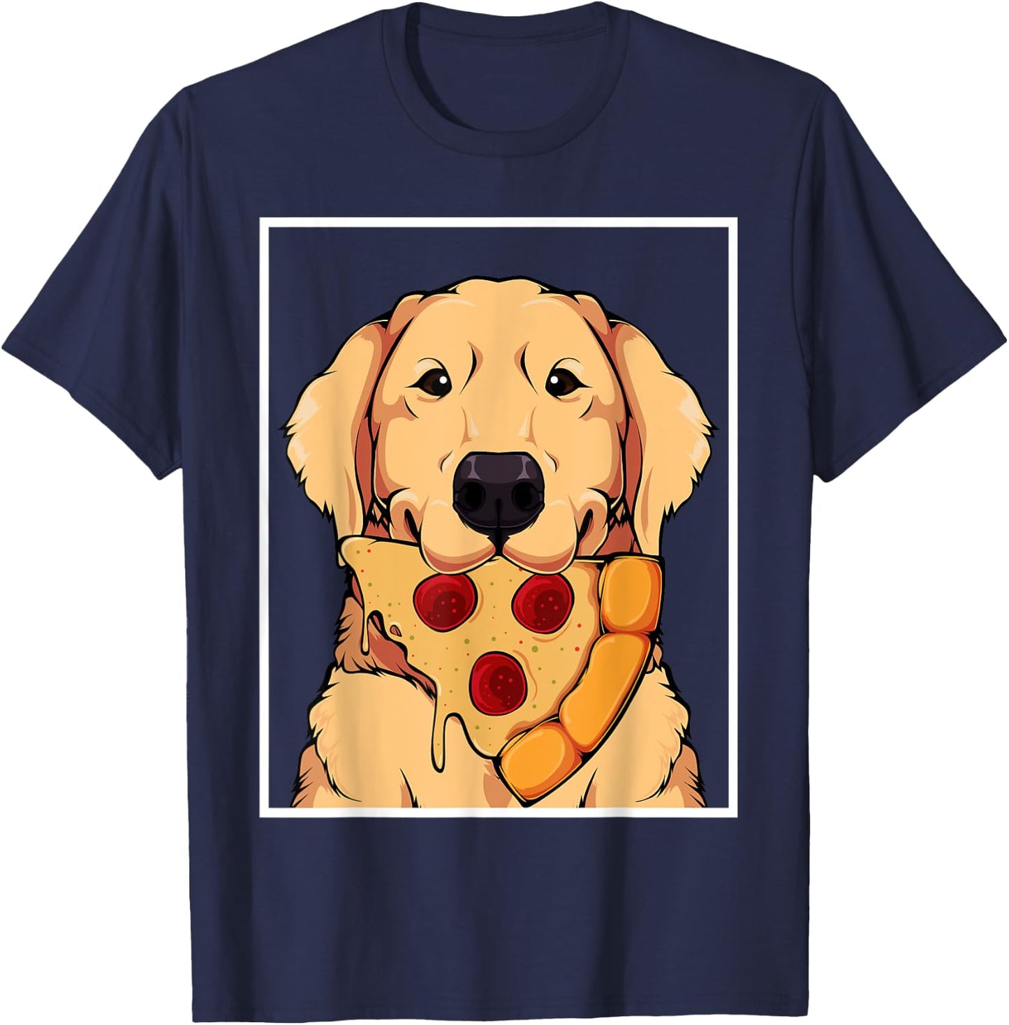 Labrador Golden Retriever Dog Owner Pizza Dogs Mum Men Women T-Shirt - T-Shirt | Navy