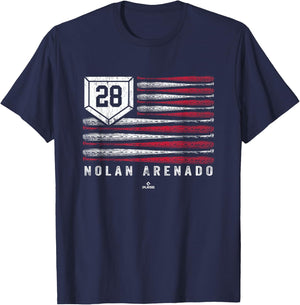 Vintage US Flag Baseball Stripes Nolan Arenado St Louis T-Shirt - T-Shirt | Navy
