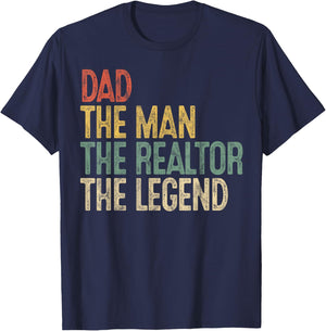 Vintage Dad Man Realtor Legend Gift Father Real Estate Agent T-Shirt - T-Shirt | Navy