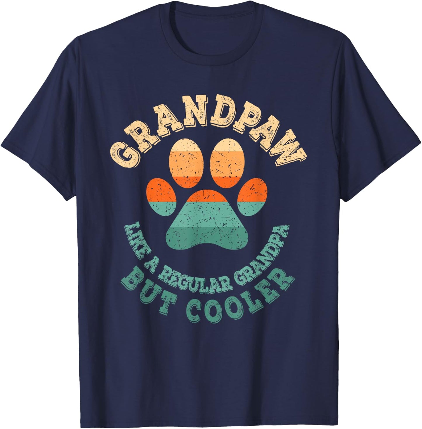 Grandpaw Dog Grandpa Grandfather Funny Grand Paw Retro Men T-Shirt - T-Shirt | Navy