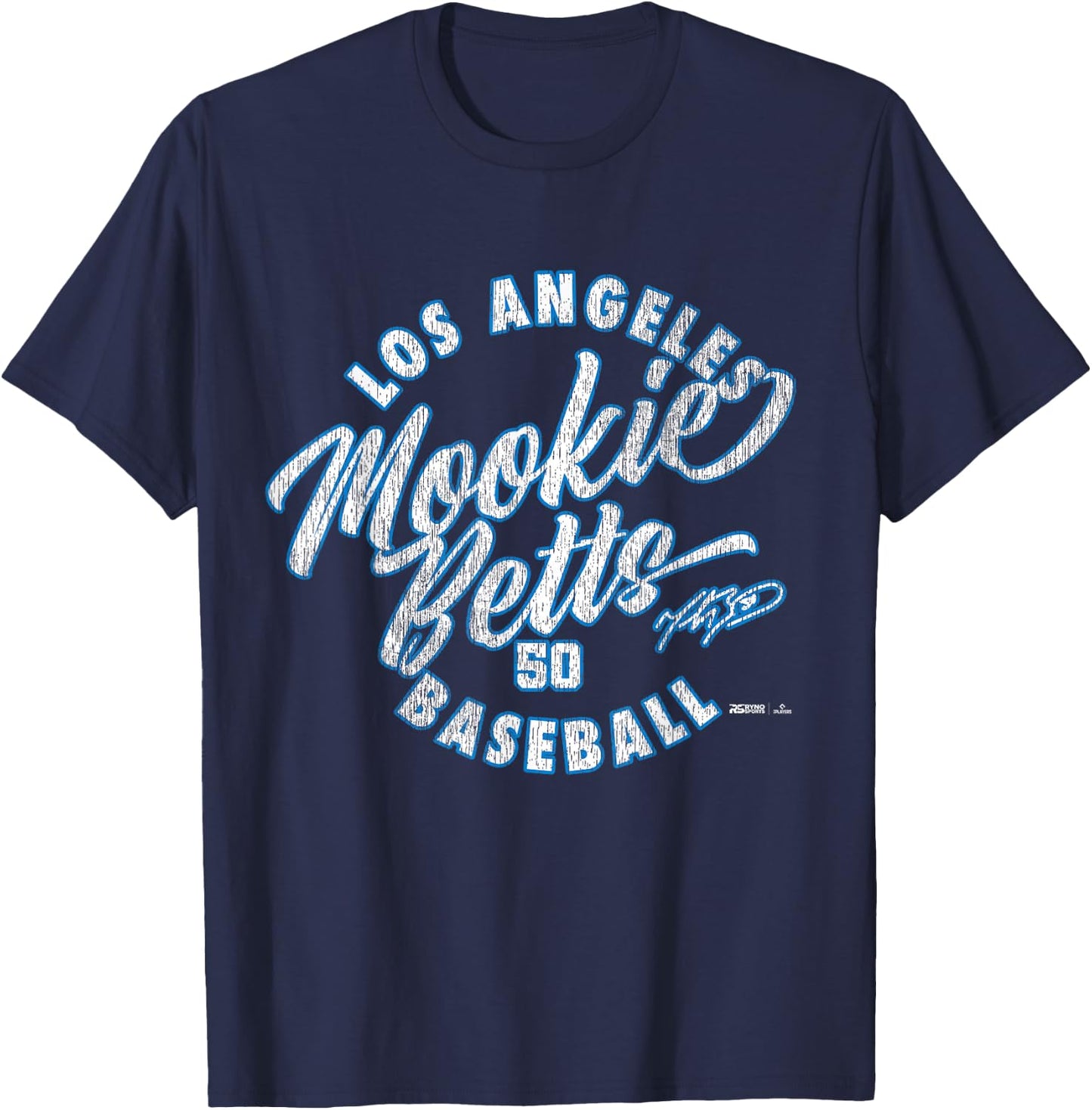 Mookie Betts Los Angeles Baseball Vintage Cursive MLBPA T-Shirt - T-Shirt | Navy