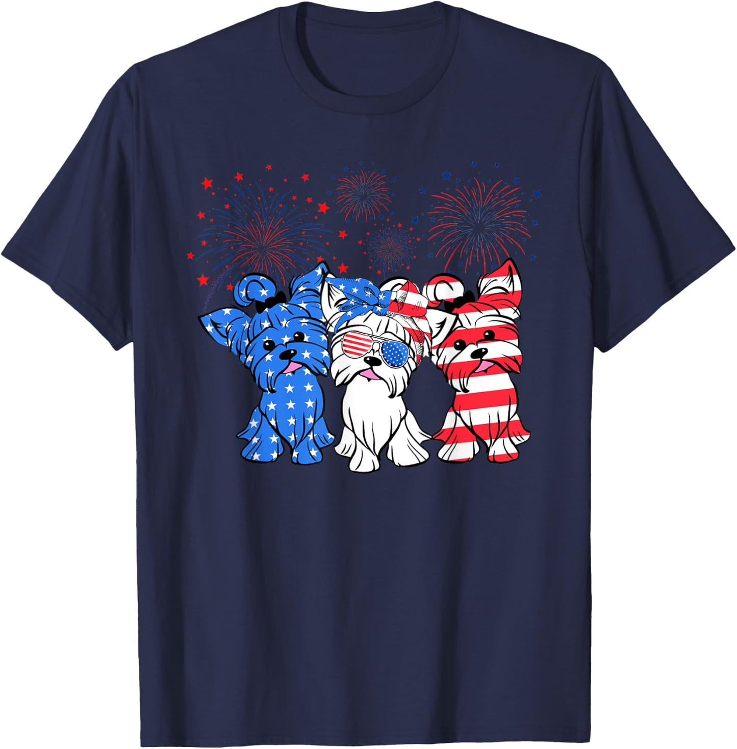Funny Yorkie Yorkshire Dog American Flag Patriotic T-Shirt - T-Shirt | Navy