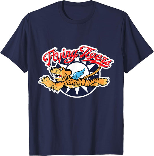 Funny Cool Tiger Flying Novelty Graphic & Cool Designs T-Shirt - T-Shirt | Navy