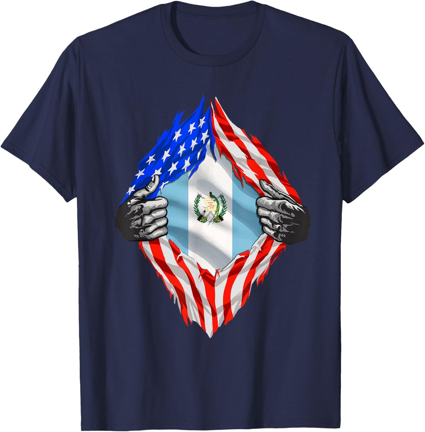 Guatemala Shirt Guatemala USA Flag Guatemalan American Roots T-Shirt - T-Shirt | Navy