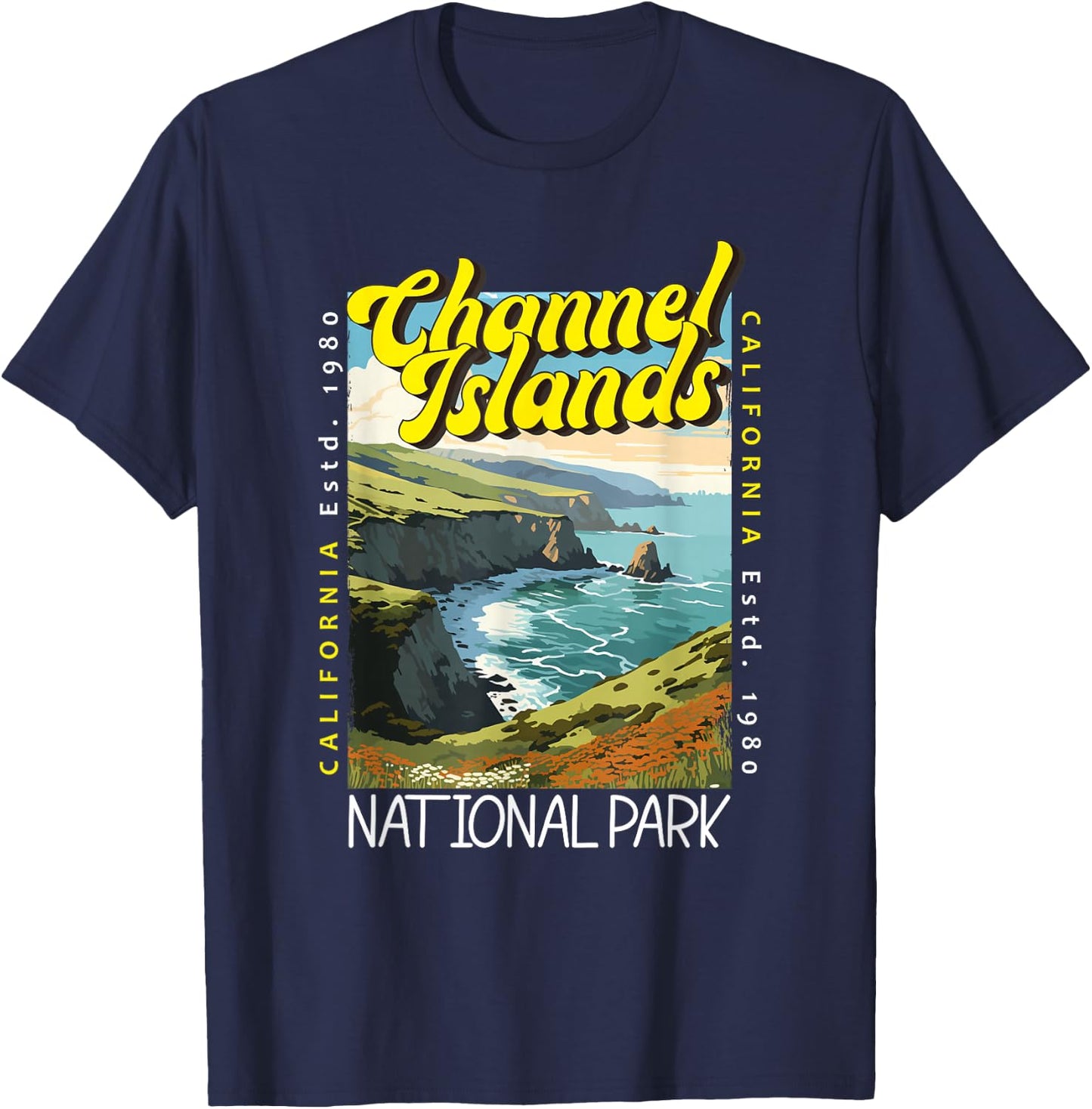 Channel Islands National Park California Distressed Vintage T-Shirt - T-Shirt | Navy