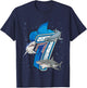 Kids 7th Birthday Boys Shark 7 years Old Ocean Shark B-day T-Shirt - T-Shirt | Navy