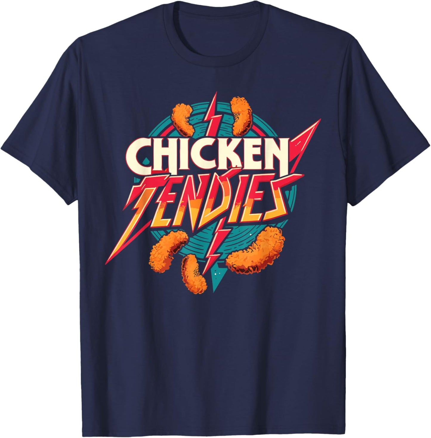 Chicken Tendies Heavy Metal World Tour Hardcore Music T-Shirt - T-Shirt | Navy