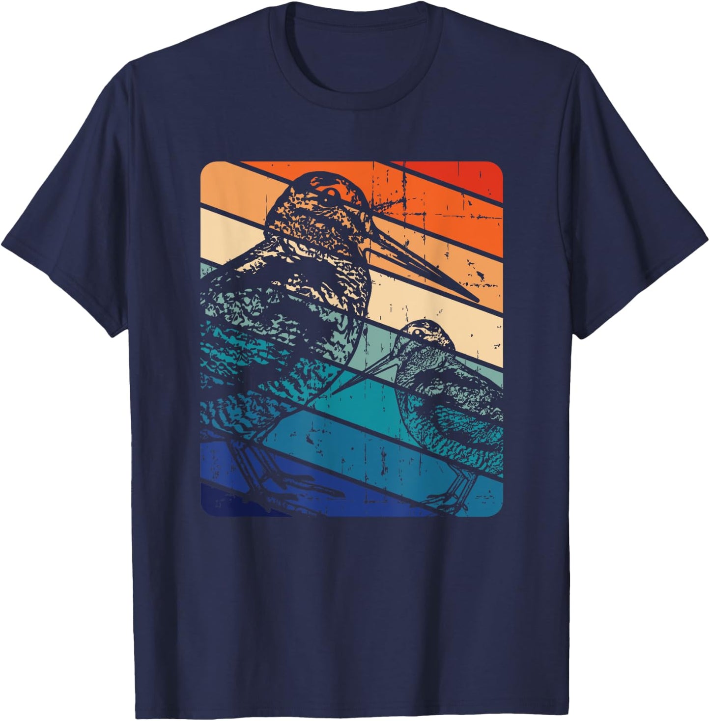 American Woodcock Bird Retro Vintage Unique Birding Gift T-Shirt - T-Shirt | Navy