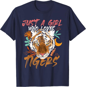 Just A Girl Who Loves Tigers Tiger T-Shirt - T-Shirt | Navy