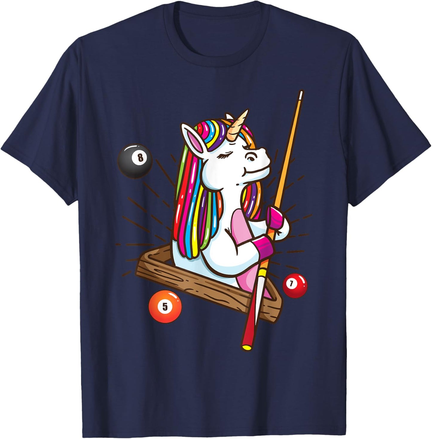 Billiard unicorn workhorse pool shirt girls snooker T-Shirt - T-Shirt | Navy