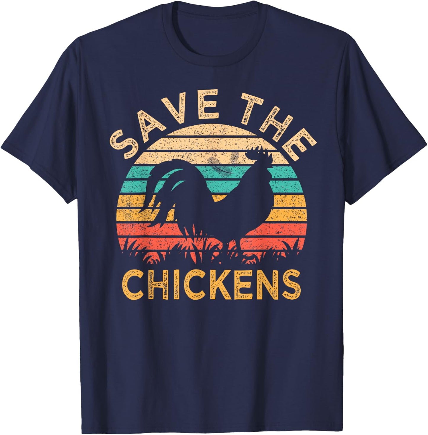 Save The Chickens Funny Vegetarian Vegan Chicken Lover T-Shirt - T-Shirt | Navy