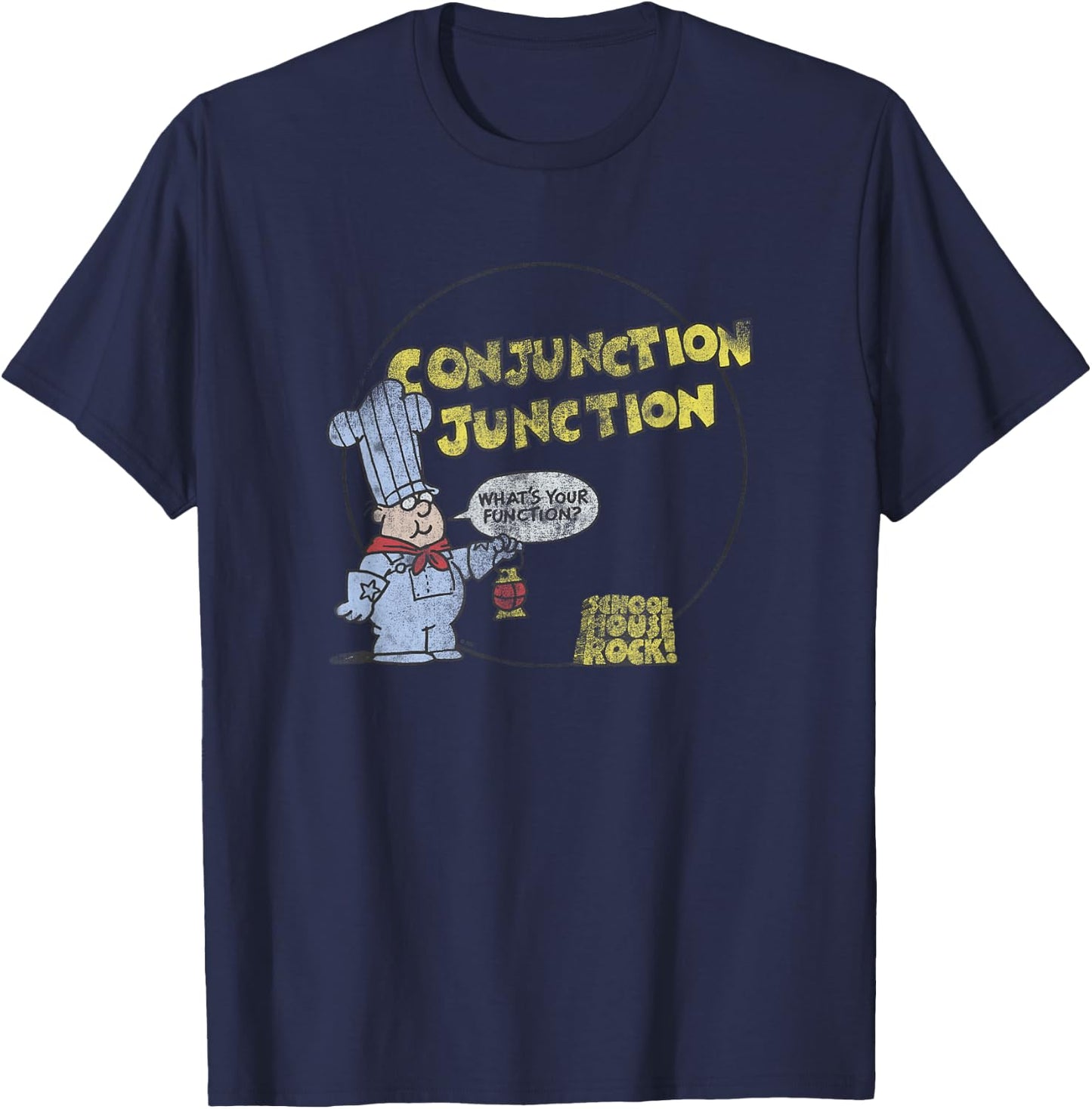 Schoolhouse Rock Conjunction Junction Conductor Retro TV T-Shirt - T-Shirt | Navy