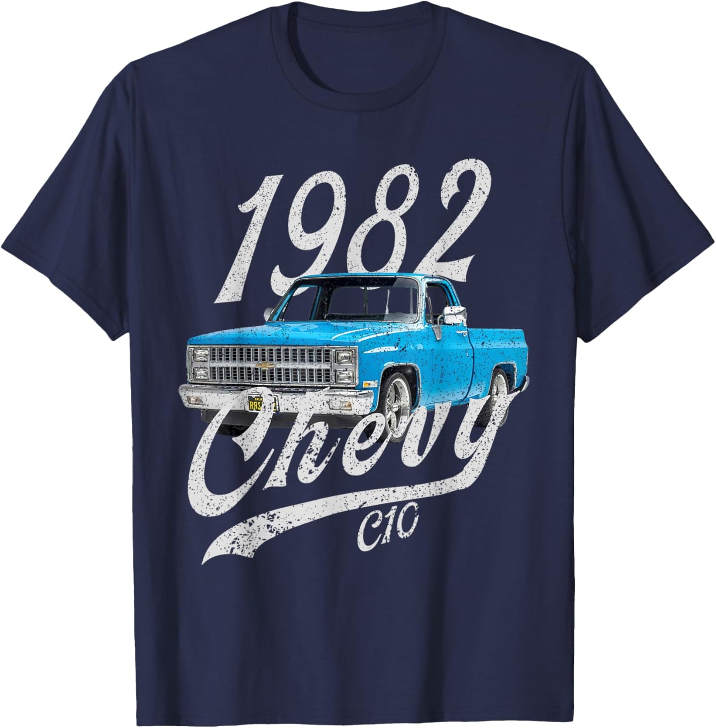 1982 Chevys C10 Pick Up Back of Rear Drawing T-Shirt - T-Shirt | Navy