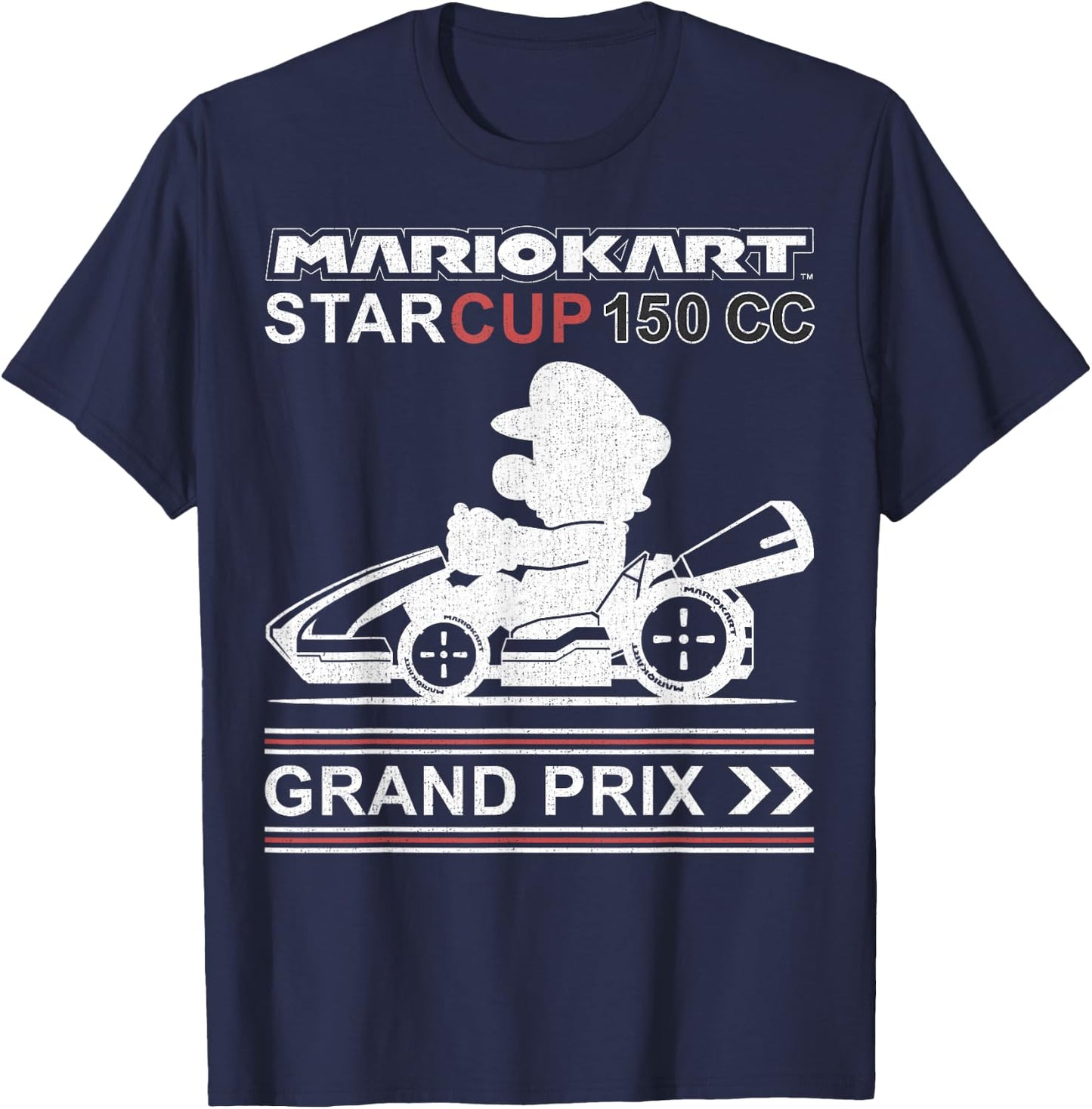 Mario Kart Star Cup Grand Prix Vintage Nintendo Race Car T-Shirt - T-Shirt | Navy