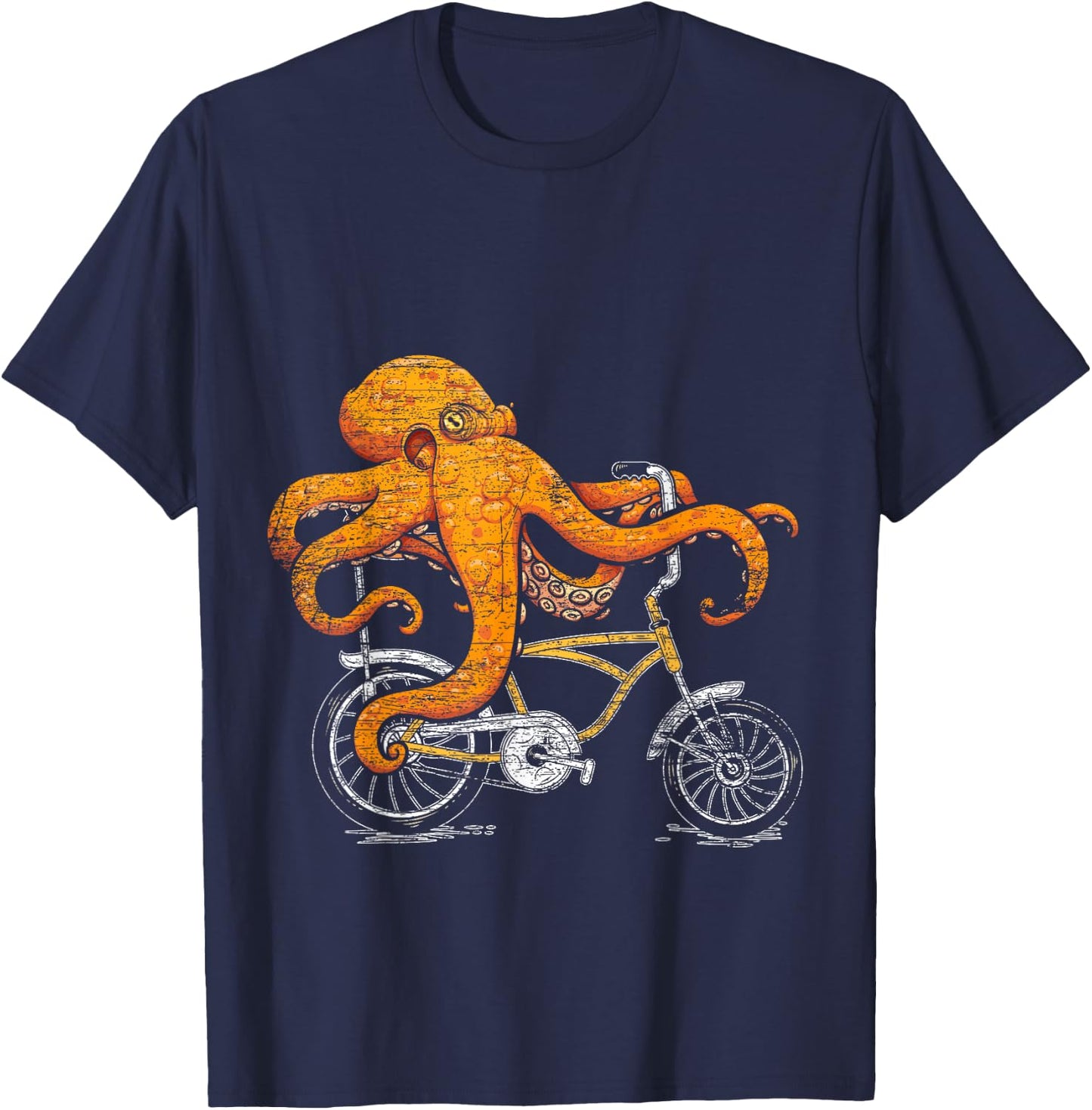 Octopus Riding A Bike T-Shirt - T-Shirt | Navy