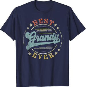 Best Grandy Ever Father's Day Grandy Gifts Vintage Emblem T-Shirt - T-Shirt | Navy