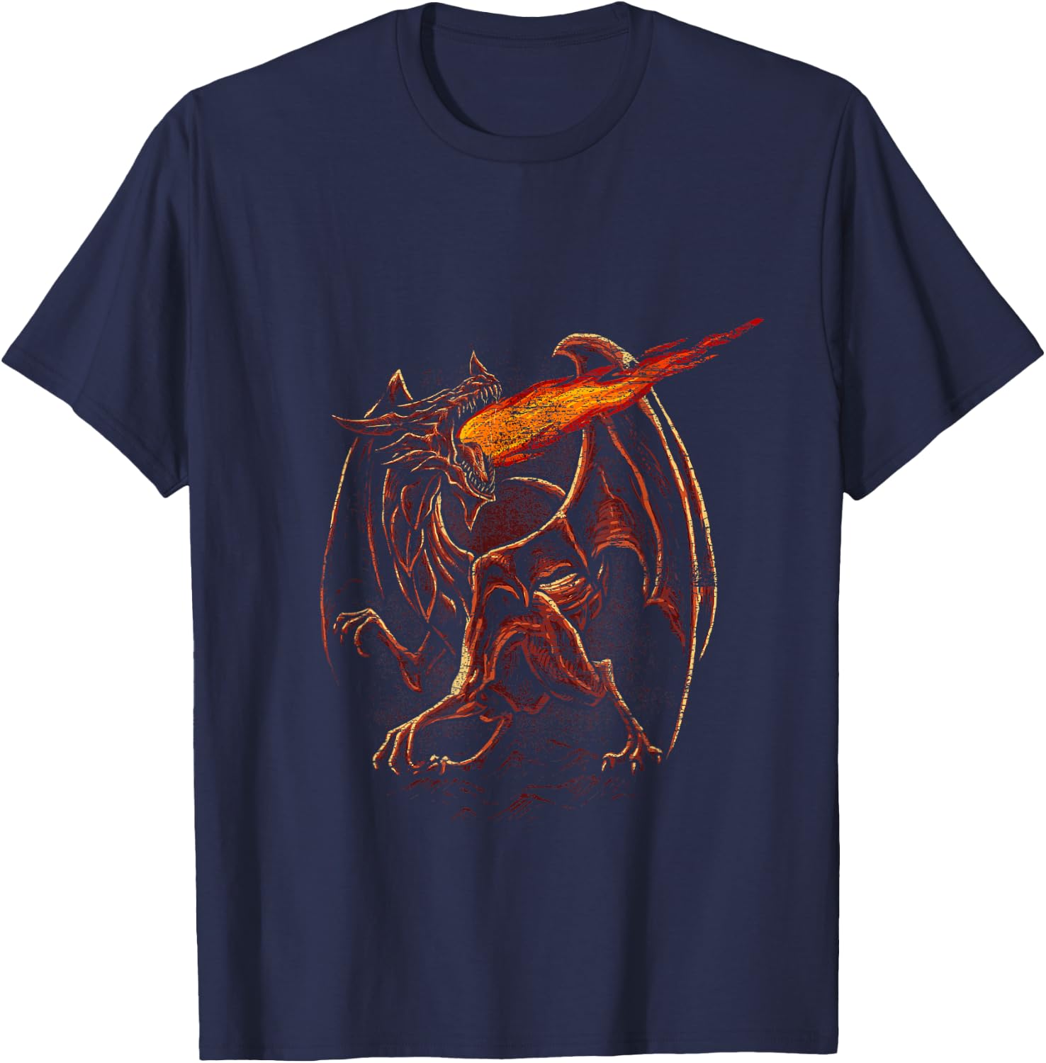 Fire Breathing Dragon T-Shirt - T-Shirt | Navy