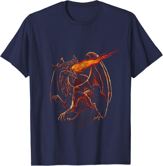 Fire Breathing Dragon T-Shirt - T-Shirt | Navy