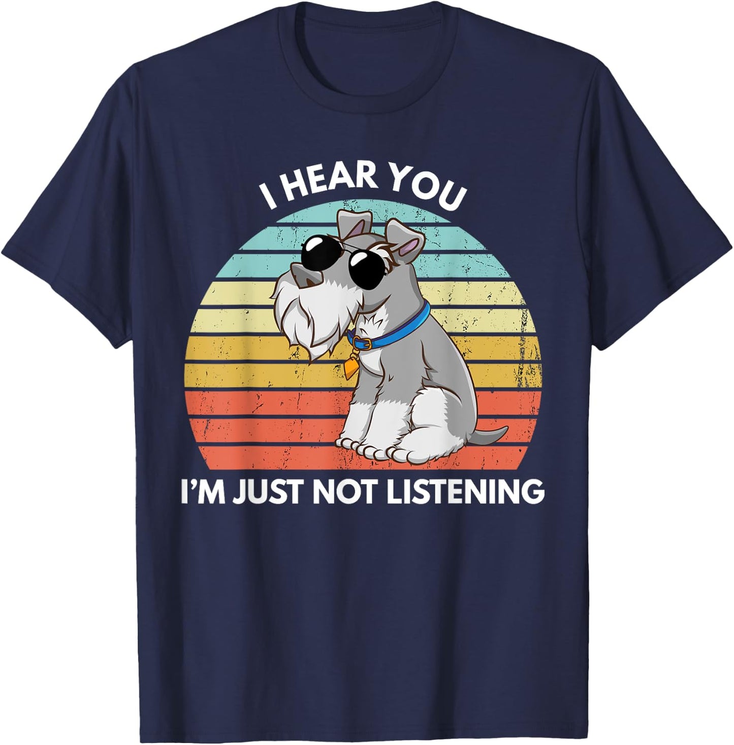FoxioStar Miniature Schnauzer Gifts I Hear You I'm Just Not Listening Funny Black Cotton Polyester T-Shirt - T-Shirt | Navy