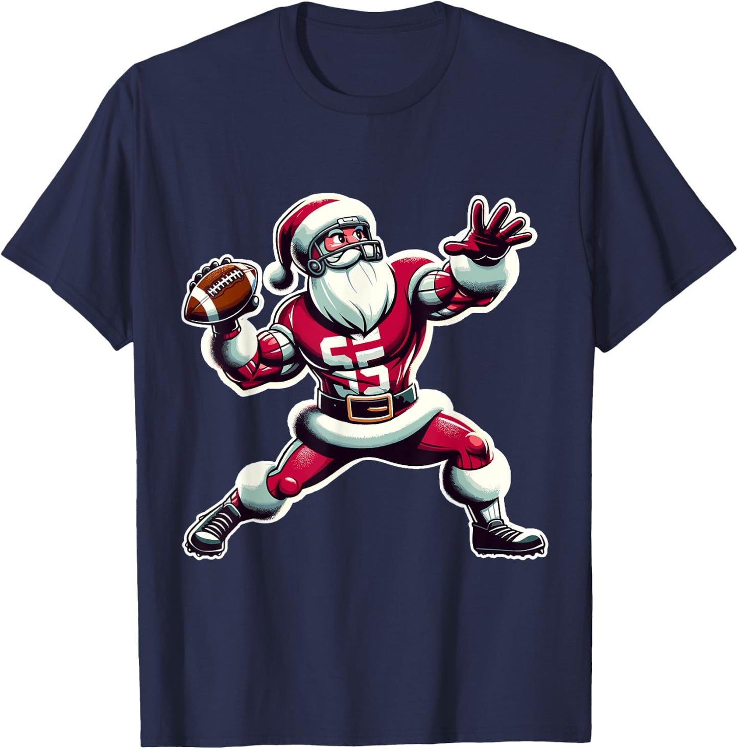 Christmas American Football Player Xmas Boys PJ T-Shirt - T-Shirt | Navy