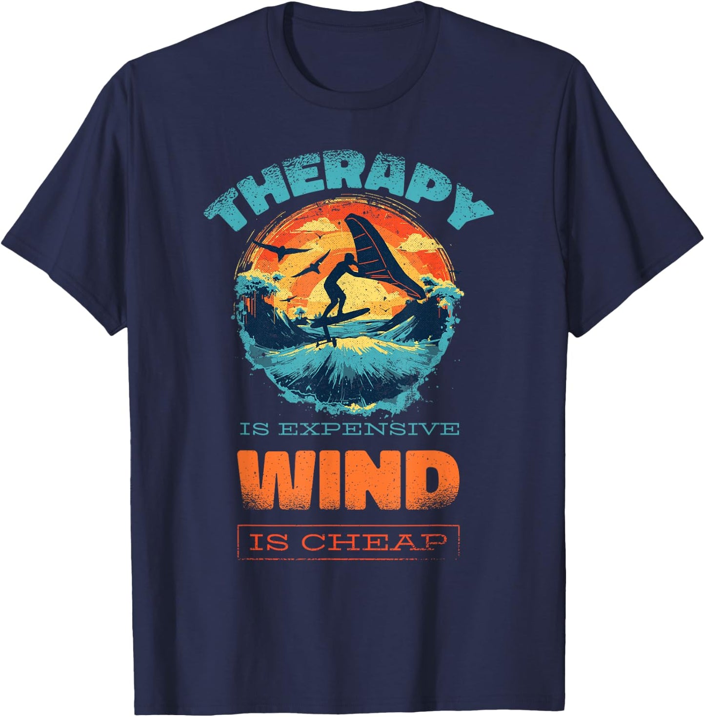 Wingfoil-Surfer Wingfoiling-Board Wing-Foiling Wing-Surf T-Shirt - T-Shirt | Navy