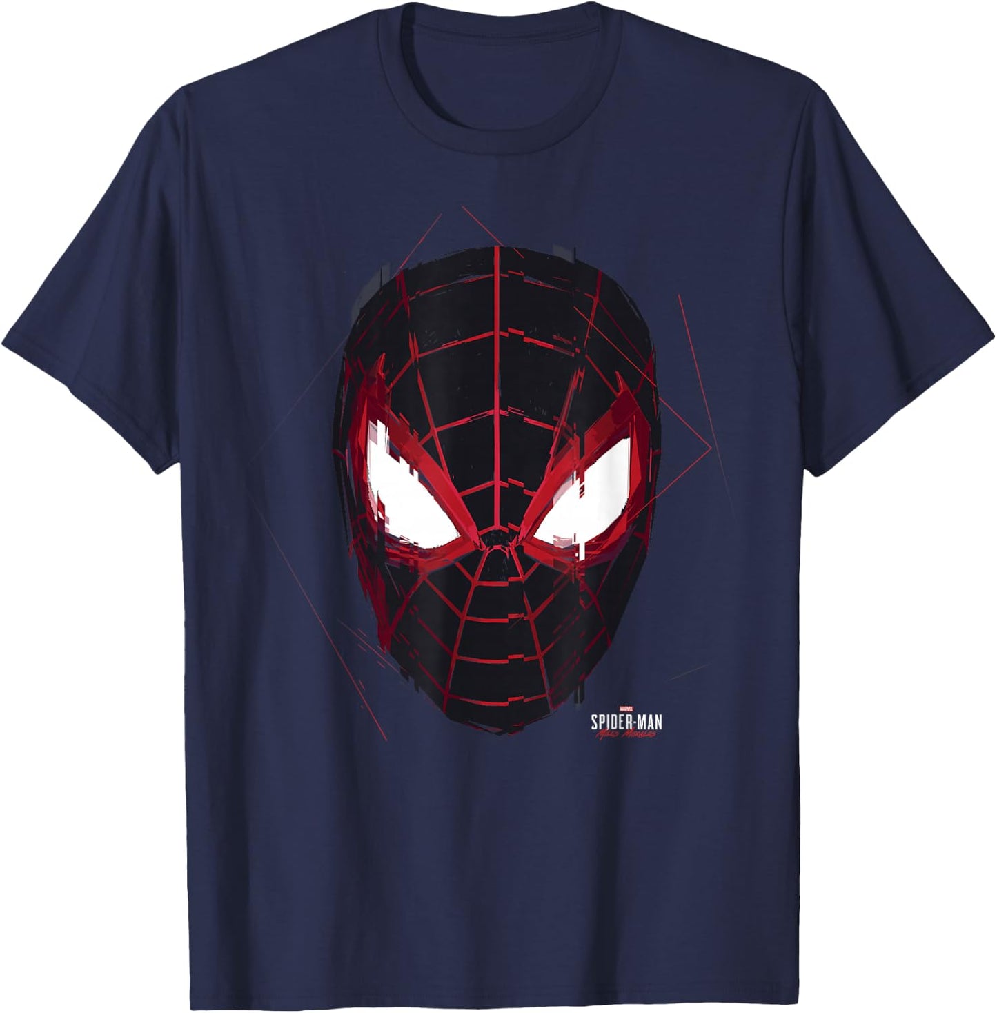 Marvel Spider-Man: Miles Morales Glitch Mask Small T-Shirt - T-Shirt | Navy