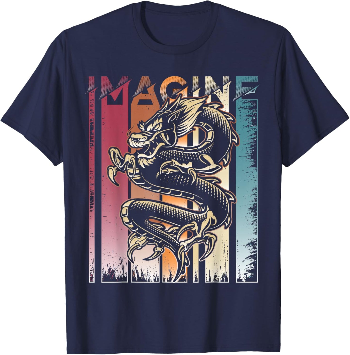 Imagine Dragon A Vintage Retro Cool Art T-Shirt - T-Shirt | Navy